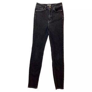 Forever 21 Womens High Rise Skinny Leg Black Denim Jeans Size 27